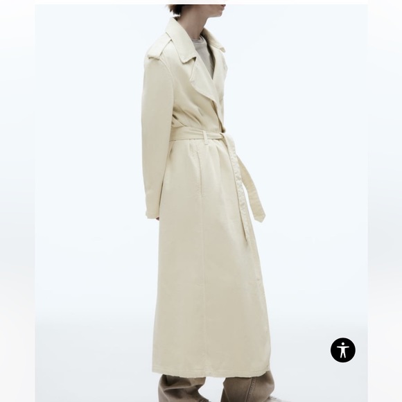 Zara Belted Cotton Topcoat in soft cream size S - Picture 2 of 9